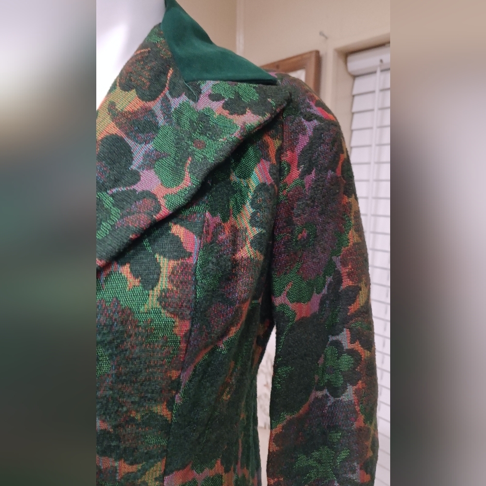 Sophisticated Vintage Floral Women's Blazer By SABA Rare Find Jewel Tones 💚 - Picture 5 of 14